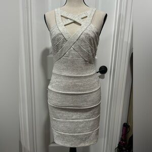 White and silver Sparkly glitter crossed front dress